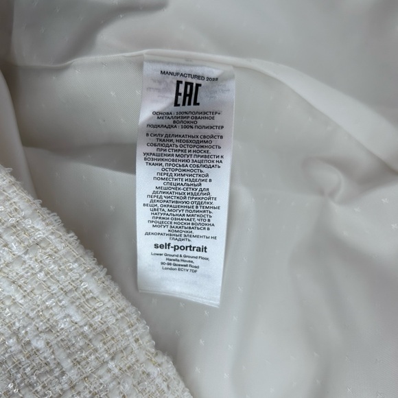 Self-Portrait Cream off white Metallic Boucle Mini Jacket Dress Size UK 10 US 6 - Picture 16 of 16